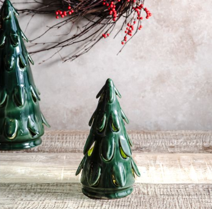 Dark Green Stone Tree, Feathered Farmhouse
