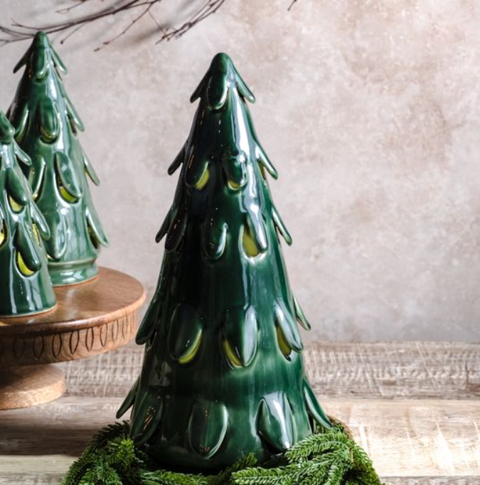 Dark Green Stone Tree, Feathered Farmhouse