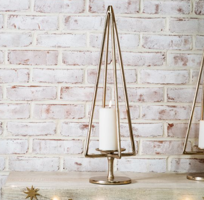 Gold Tree Pillar Holder, Feathered Farmhouse
