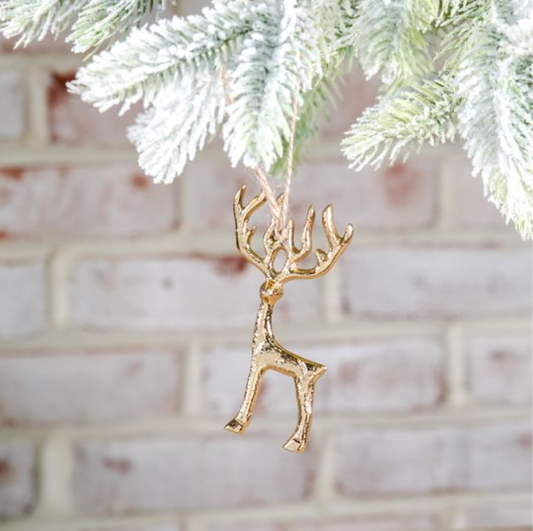 Gold Reindeer Ornament, Feathered Farmhouse