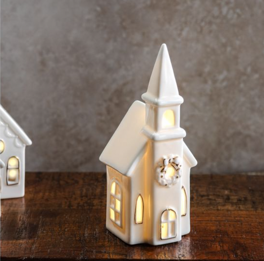 Holiday LED Church, Feathered Farmhouse