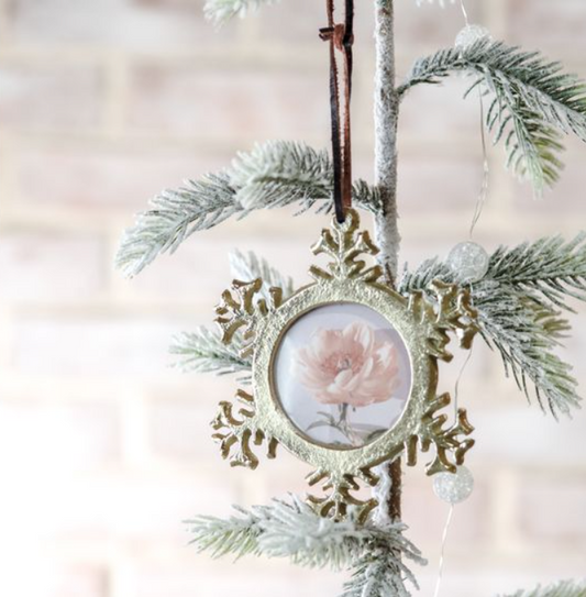 Snowflake Frame Ornament, Feathered Farmhouse