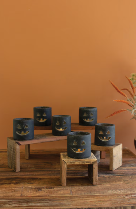 Black Clay Jack-O-Lantern, Feathered Farmhouse