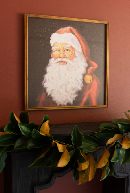 Framed Santa Print, Feathered Farmhouse