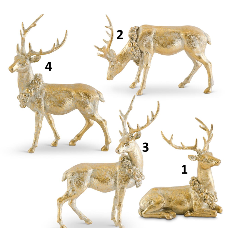 Antique Gold Resin Deer, Feathered Farmhouse
