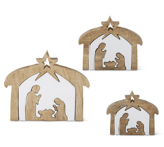 Wood + Enamel Nativity Cutouts, Feathered Farmhouse