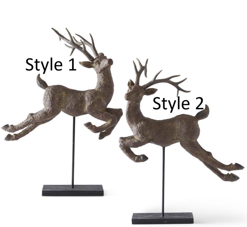 Deer on Wood Stand, Feathered Farmhouse