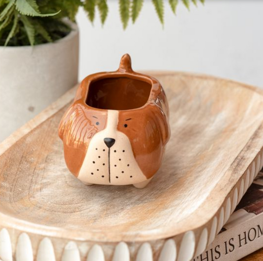 Bulldog Planter, Feathered Farmhouse
