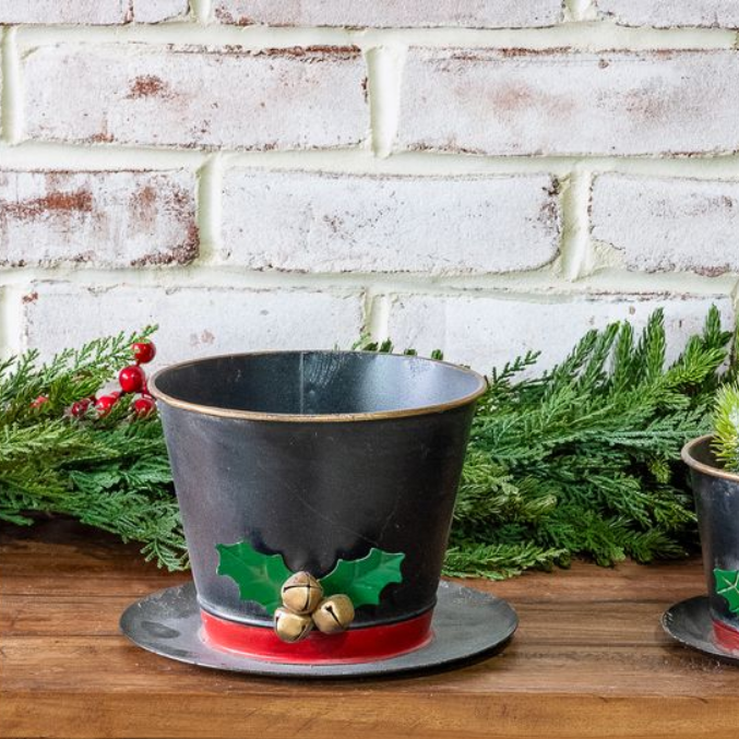 Snowman Hat Planter, Feathered Farmhouse
