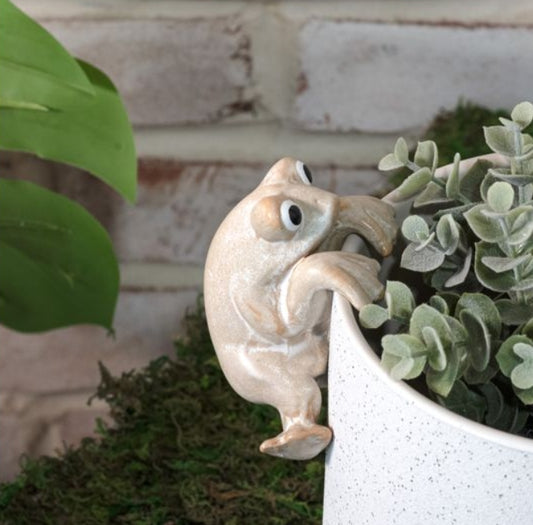 Beige Ceramic Frog Pot Hanger, The Feathered Farmhouse