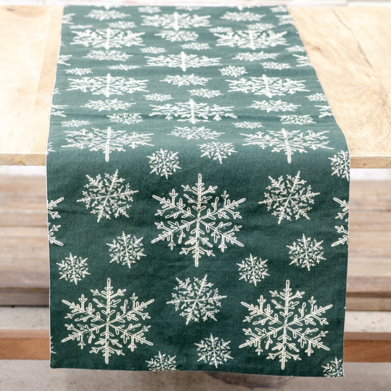 Reversible Snowflake Table Runner, Feathered Farmhouse