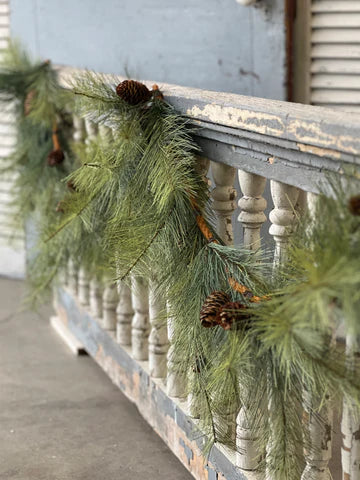 Southern Pine Rope Garland, Feathered Farmhouse