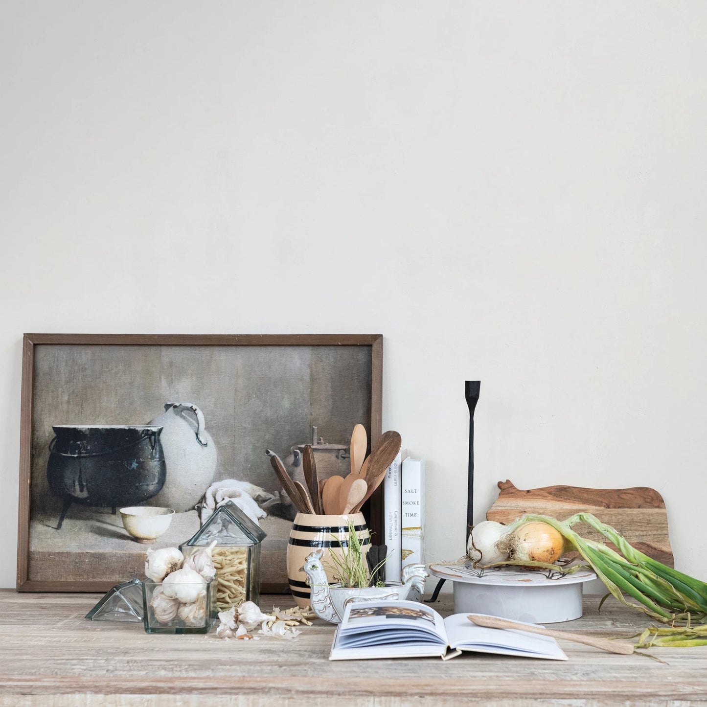 Wood Framed Still Life Image, Feathered Farmhouse