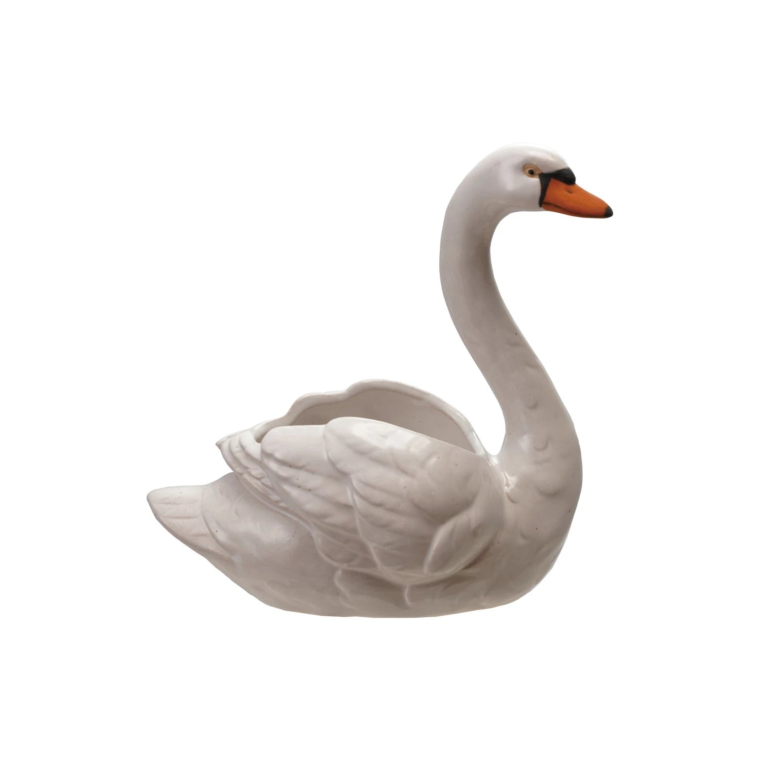 Stoneware Swan Planter, Feathered Farmhouse