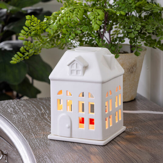 Porcelain House Canopy Fragrance Warmer, Feathered Farmhouse