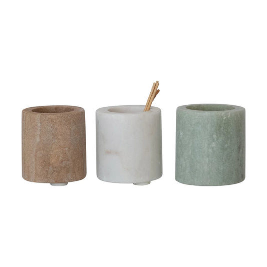 Sandstone Marble Toothpick Holder, Feathered Farmhouse