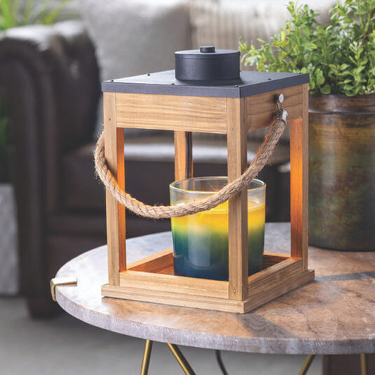 Wood & Rope Candle Warmer Lantern, Feathered Farmhouse