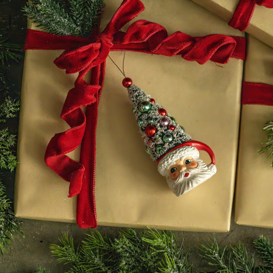 Santa Mug with Tree Ornament, The Feathered Farmhouse