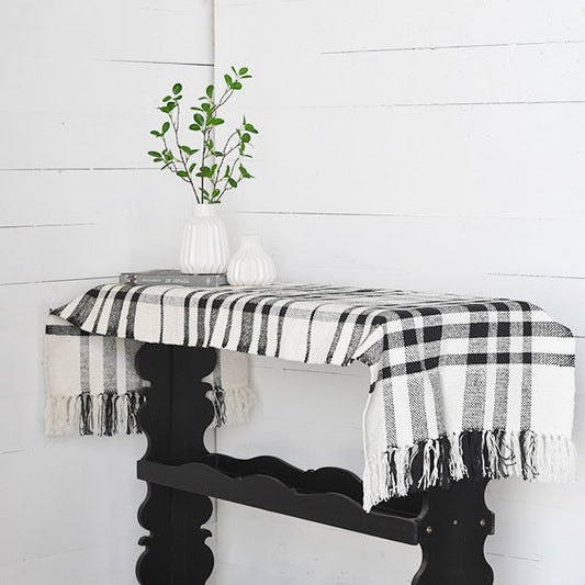 Woven Check Runner, Feathered Farmhouse