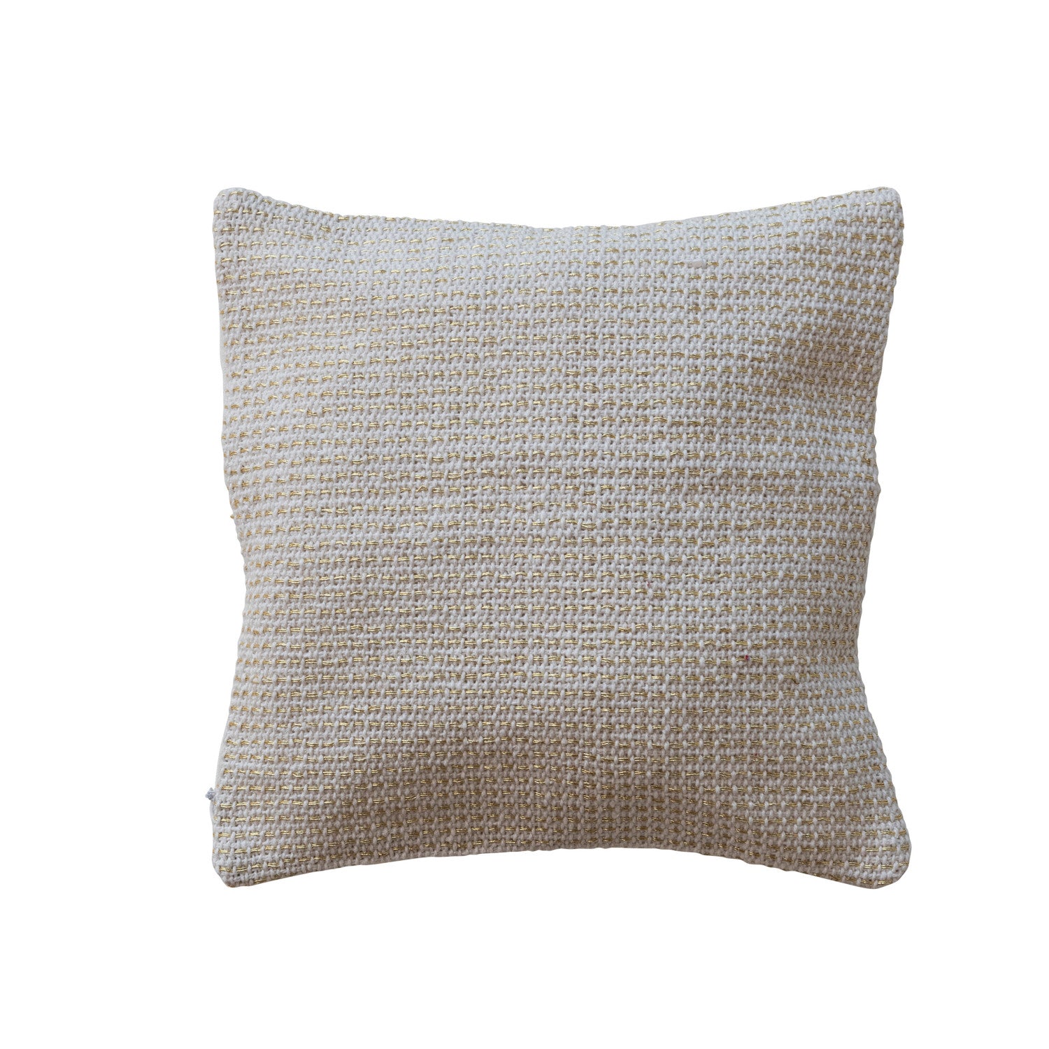 Woven Pillow with Gold Thread, Feathered Farmhouse