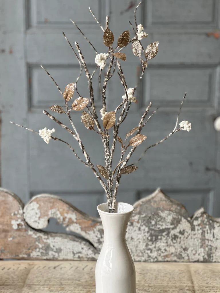 Icy Birch Berry & Leaves Spray, Feathered Farmhouse
