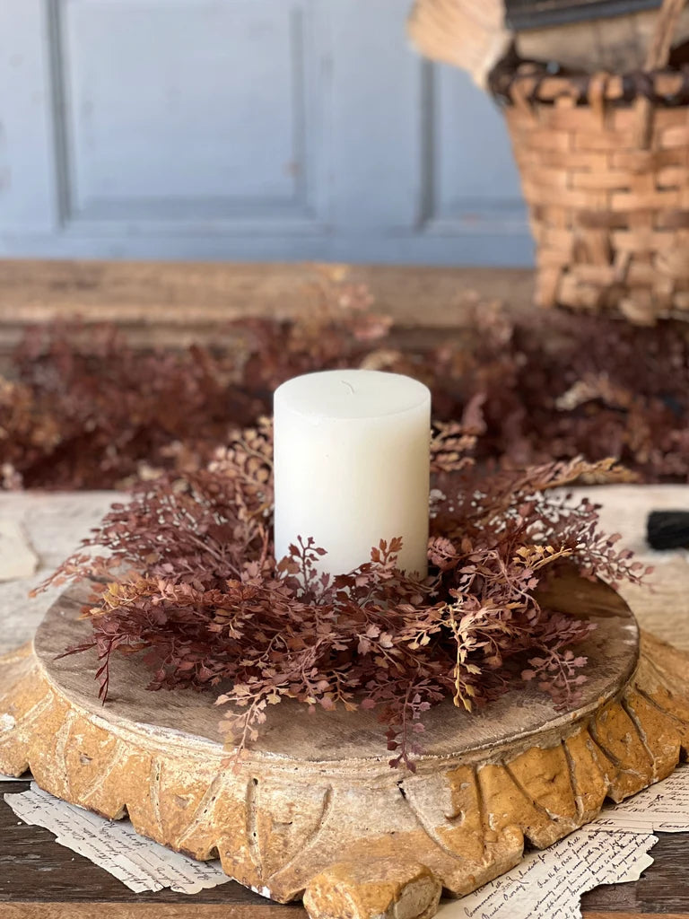 Tattersall Leaves Candle Ring, Feathered Farmhouse
