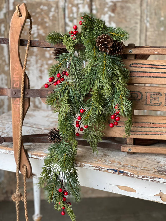 Pepper Berry Spruce Hanging, Feathered Farmhouse 