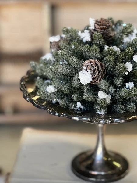 Snowy Mini Pine Orb, Feathered Farmhouse