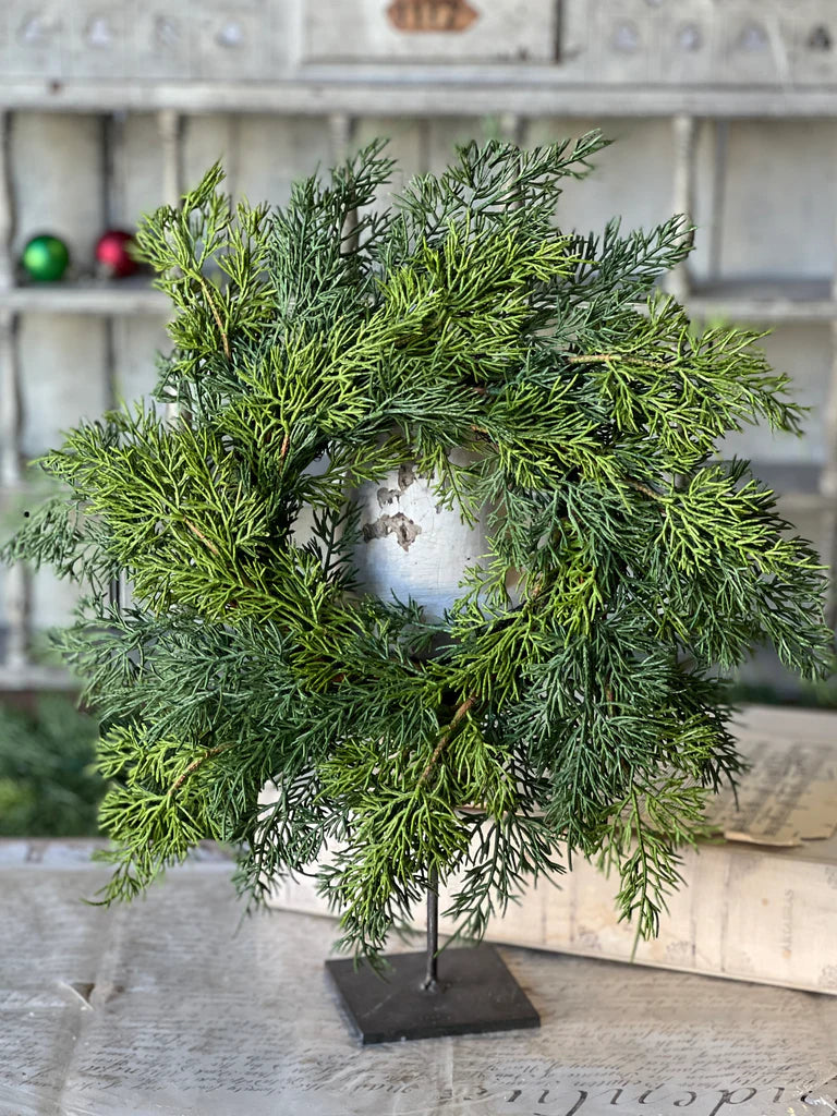Verdant Cedar Candle Ring, Feathered Farmhouse
