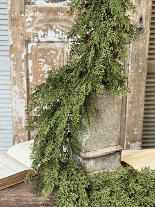 Sentiment Cedar Garland, Feathered Farmhouse