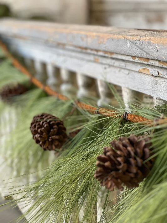 Loft Needle Pine Rope Garland, Feathered Farmhouse