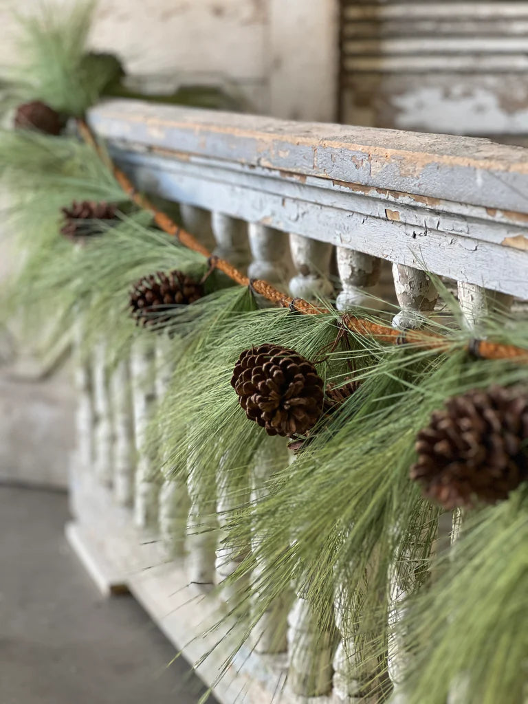 Loft Needle Pine Rope Garland, Feathered Farmhouse