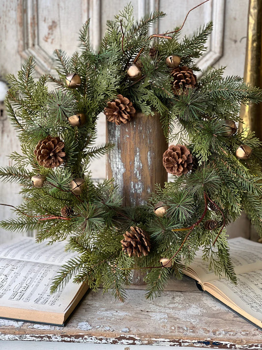 Verdant Medley Wreath, Feathered Farmhouse