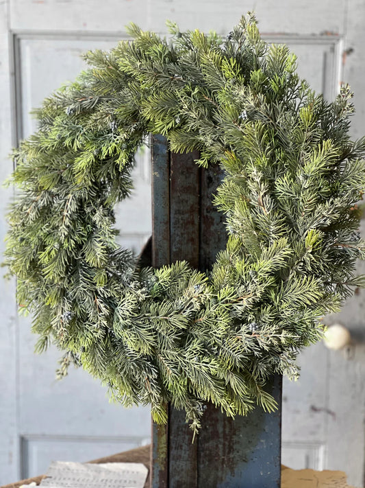 Glacier Greens Wreath, Feathered Farmhouse