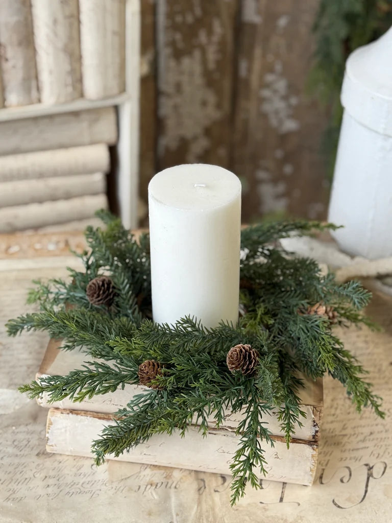 Crosswoods Juniper Candle Ring, Feathered Farmhouse
