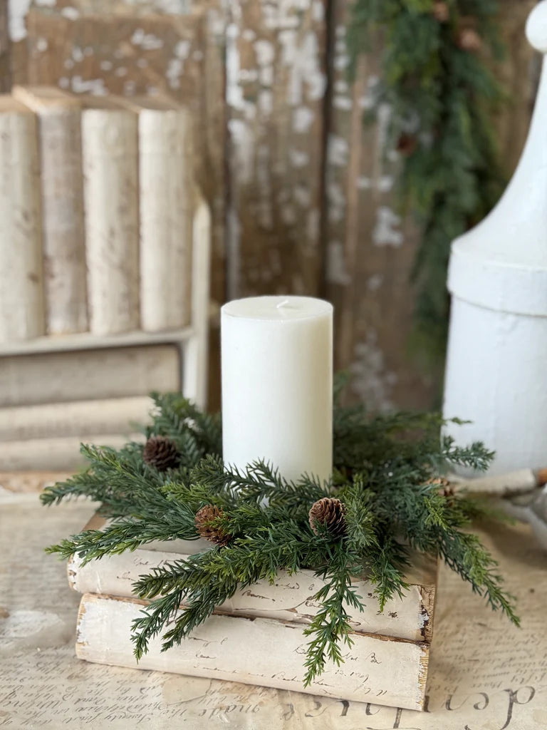 Crosswoods Juniper Candle Ring, Feathered Farmhouse