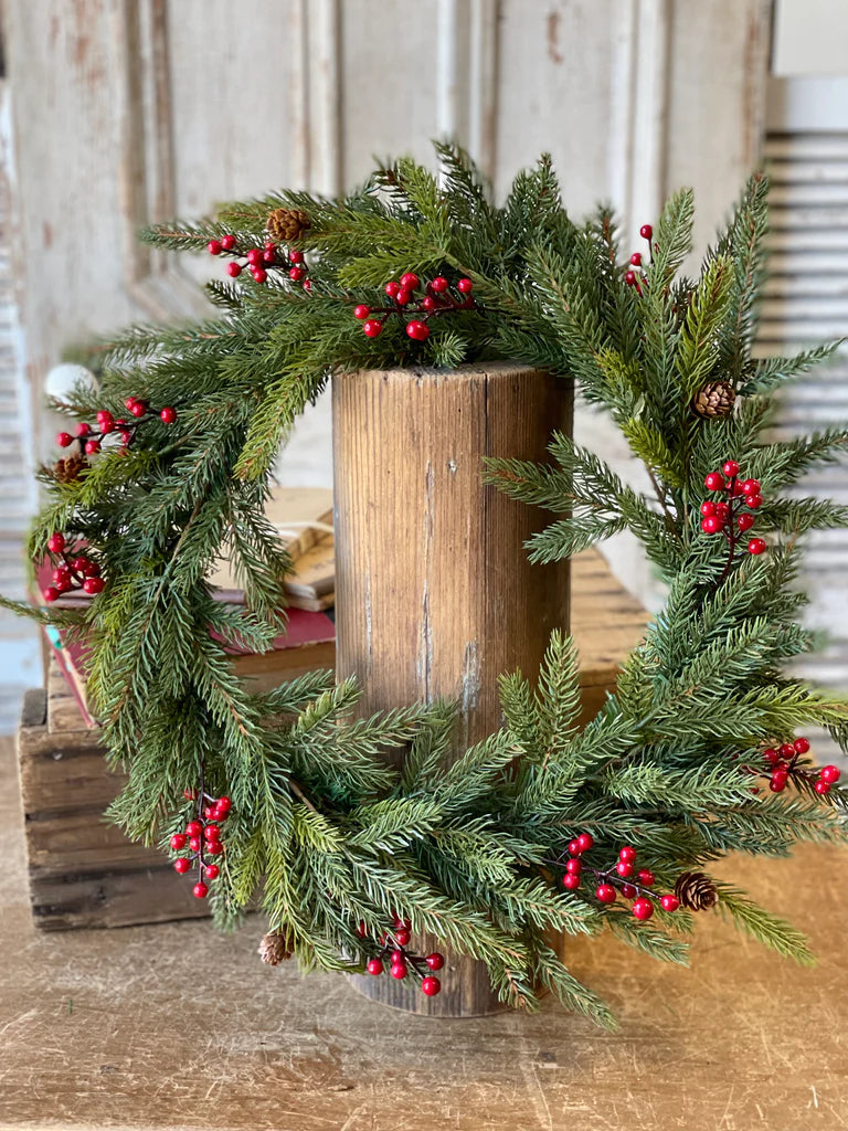 White Spruce + Berries Wreath, The Feathered Farmhouse