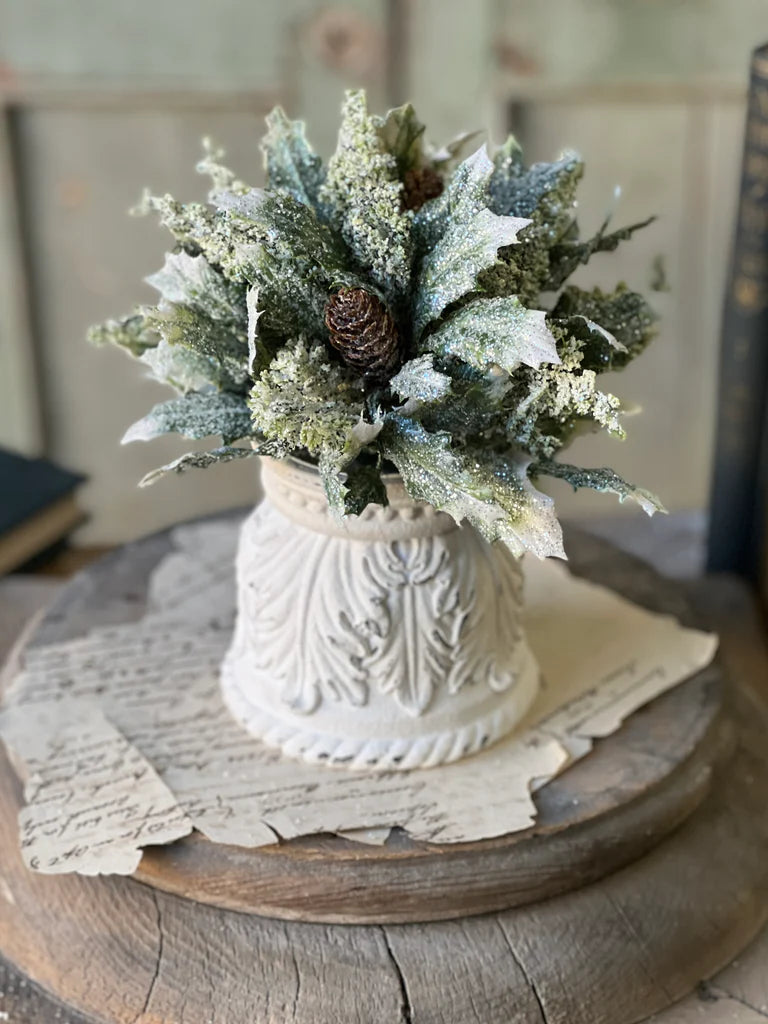 Iced Calgary Holly Orb, Feathered Farmhouse