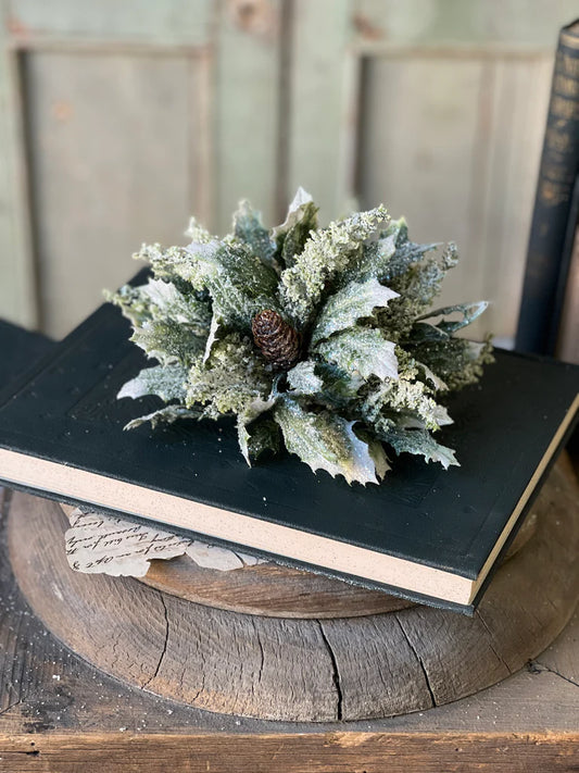 Iced Calgary Holly Orb, Feathered Farmhouse