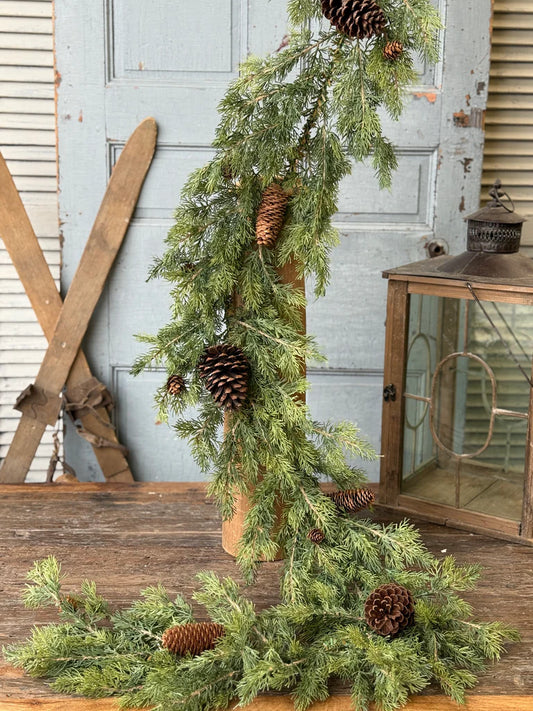 Longhope Cedar Garland, Feathered Farmhouse