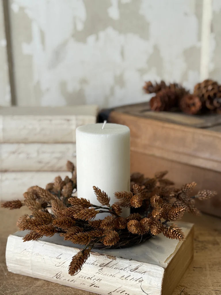 Plethora Pinecones Candle Ring, Feathered Farmhouse