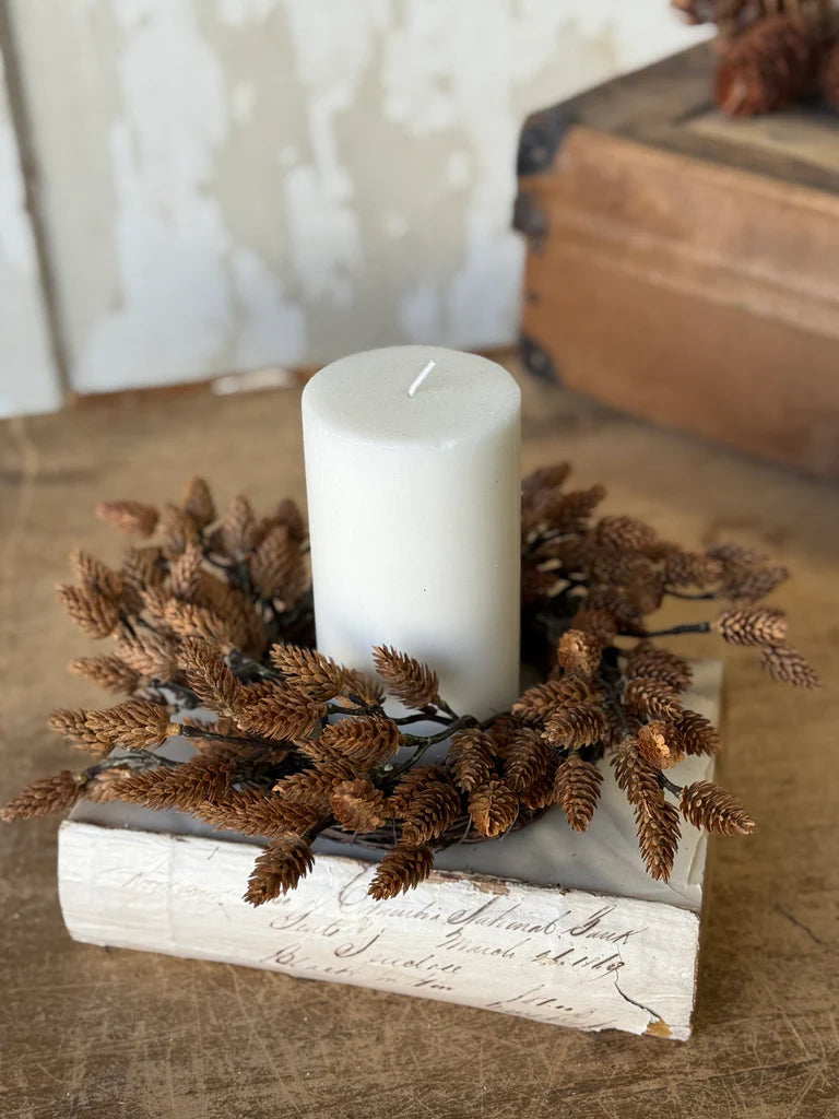 Plethora Pinecones Candle Ring, Feathered Farmhouse