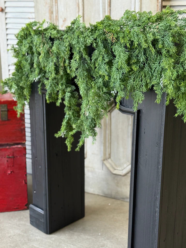 Dripping Cedar Weeping Garland, Feathered Farmhouse