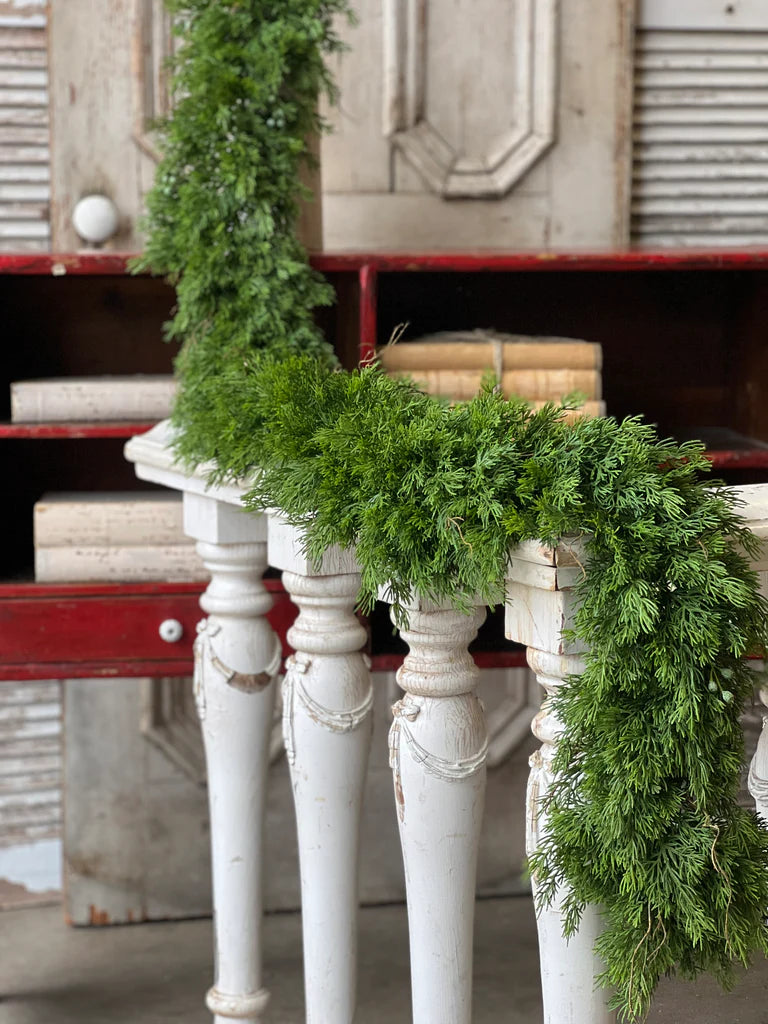Dripping Cedar Garland, Feathered Farmhouse
