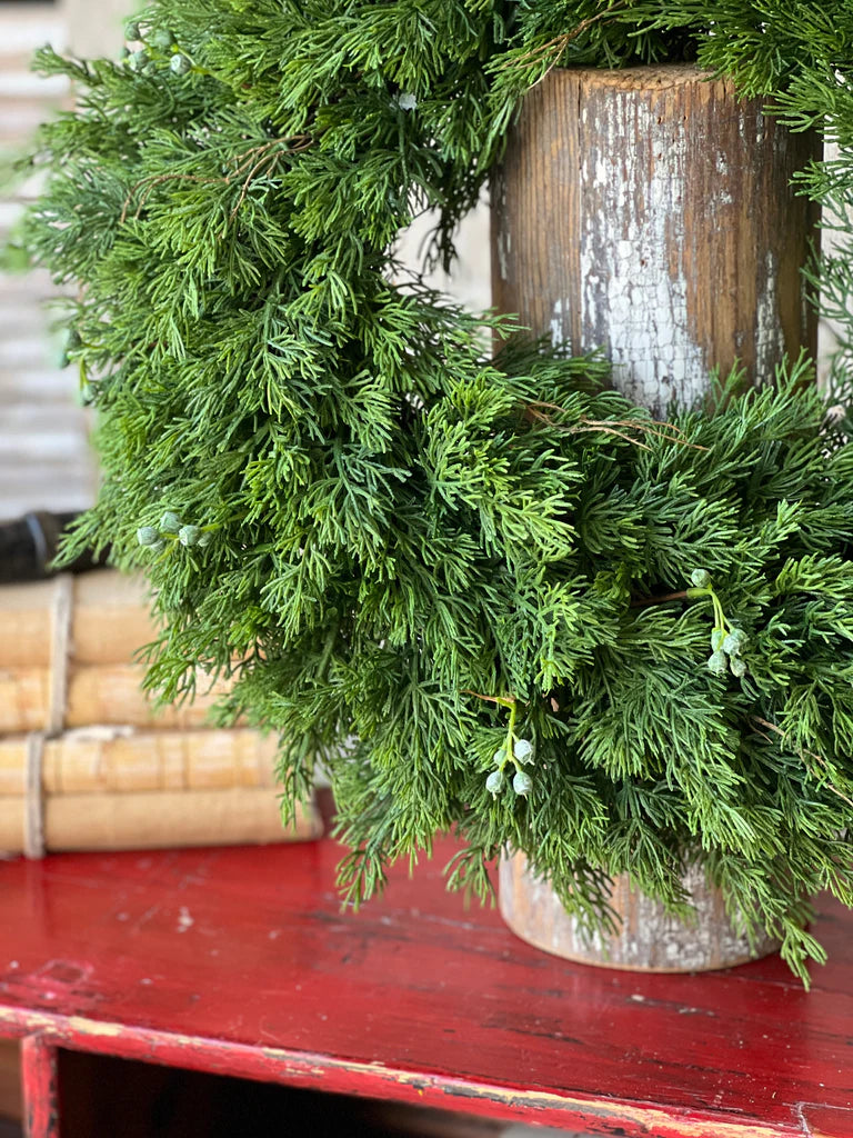 Dripping Cedar Wreath, Feathered Farmhouse