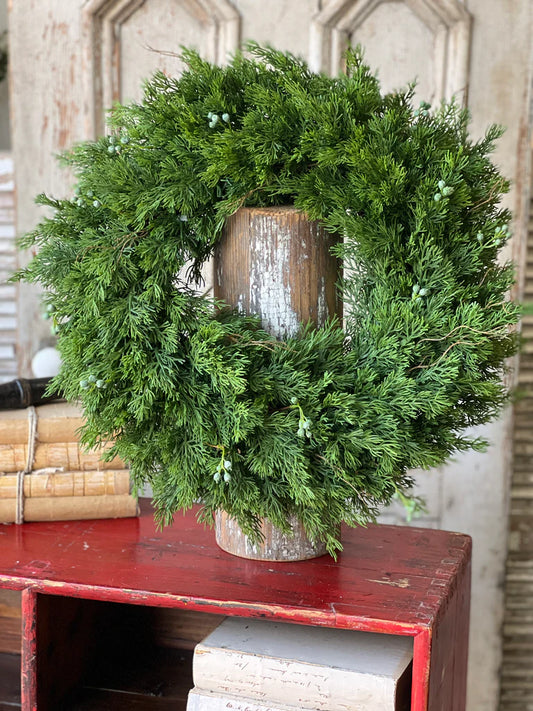 Dripping Cedar Wreath, Feathered Farmhouse