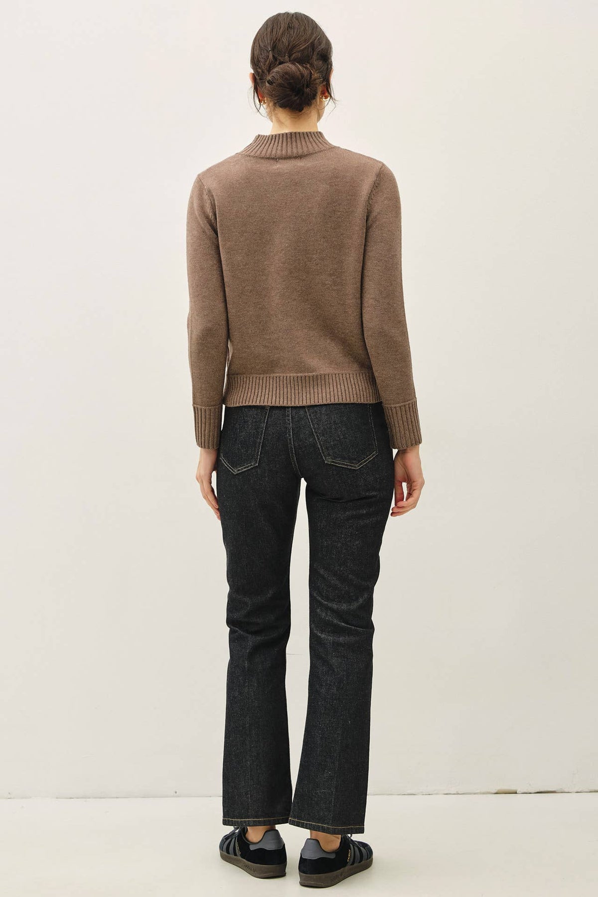 Brown Kristen Mock Neck Sweater, Feathered Farmhouse