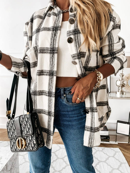 Plaid Shirt Jacket, Feathered Farmhouse