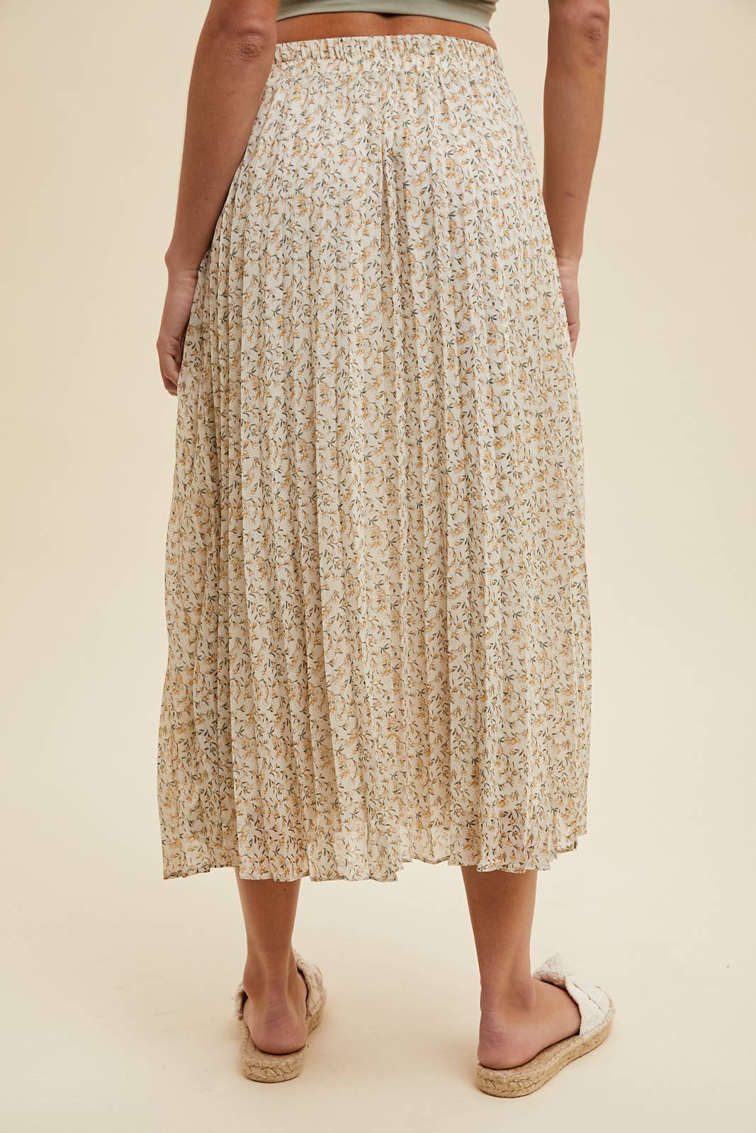 Floral Pleated Midi Skirt, Feathered Farmhouse