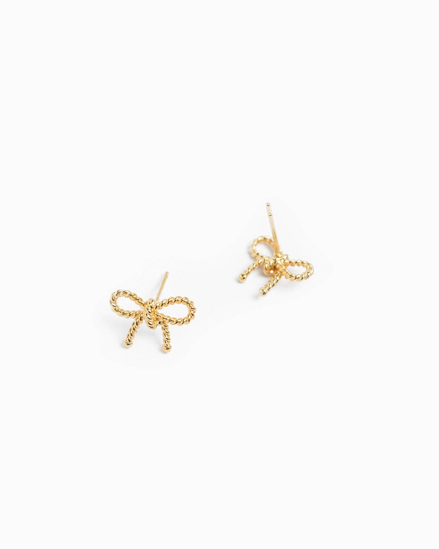 Rope Textured Bow Stud Earrings, Feathered Farmhouse